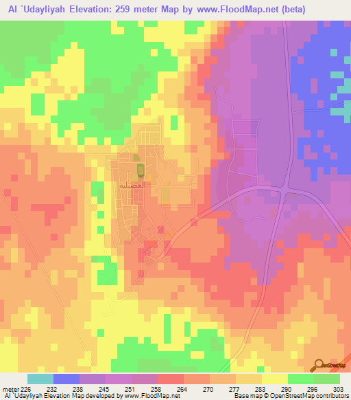 Al `Udayliyah,Saudi Arabia Elevation Map