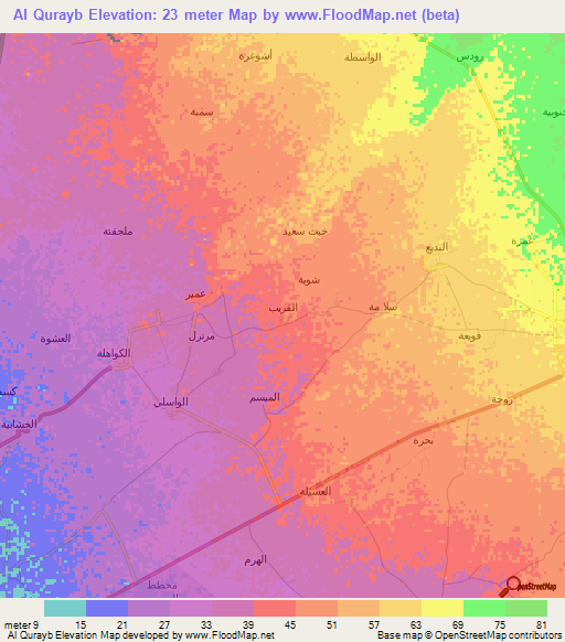 Al Qurayb,Saudi Arabia Elevation Map