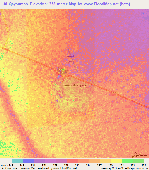 Al Qaysumah,Saudi Arabia Elevation Map