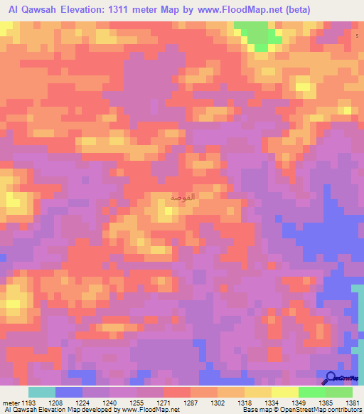 Al Qawsah,Saudi Arabia Elevation Map