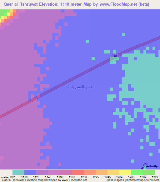 Qasr al `Ishruwat,Saudi Arabia Elevation Map