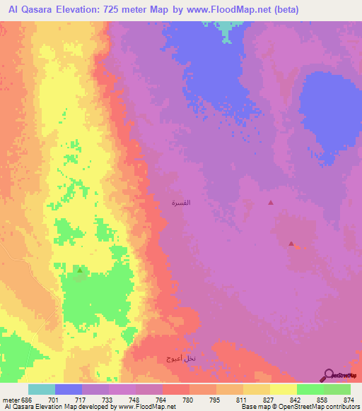 Al Qasara,Saudi Arabia Elevation Map