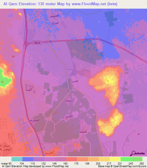 Al Qarn,Saudi Arabia Elevation Map