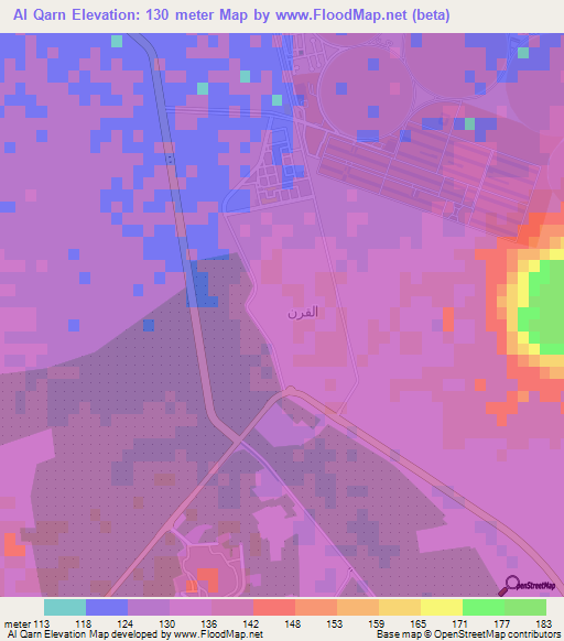 Al Qarn,Saudi Arabia Elevation Map