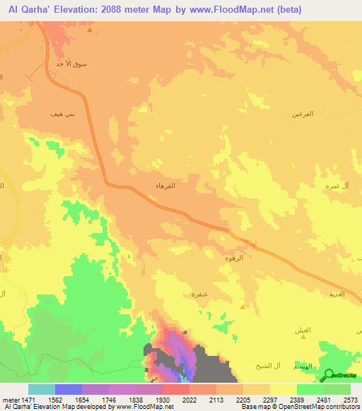 Al Qarha',Saudi Arabia Elevation Map