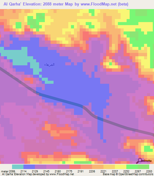 Al Qarha',Saudi Arabia Elevation Map