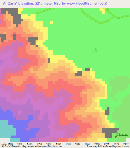 Al Qar`a',Saudi Arabia Elevation Map