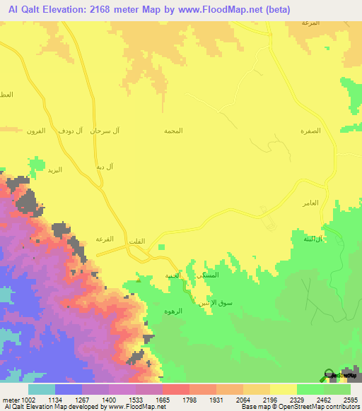 Al Qalt,Saudi Arabia Elevation Map