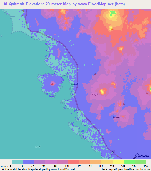 Al Qahmah,Saudi Arabia Elevation Map