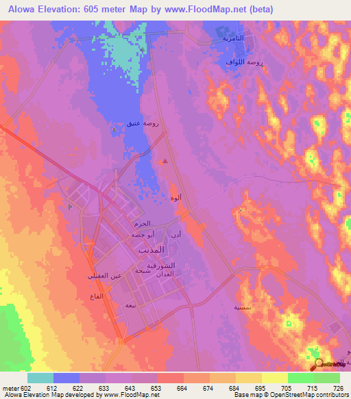 Alowa,Saudi Arabia Elevation Map