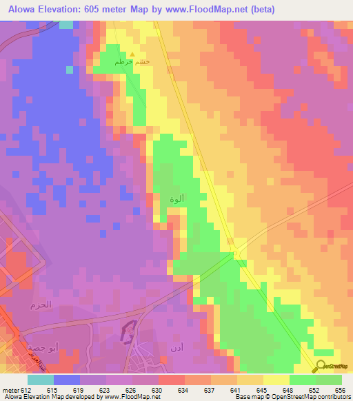 Alowa,Saudi Arabia Elevation Map