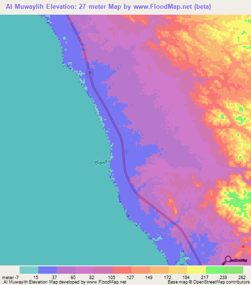 Al Muwaylih,Saudi Arabia Elevation Map