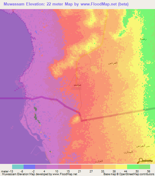 Muwassam,Saudi Arabia Elevation Map