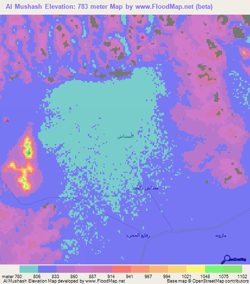 Al Mushash,Saudi Arabia Elevation Map