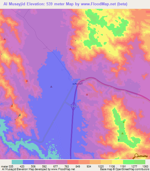 Al Musayjid,Saudi Arabia Elevation Map