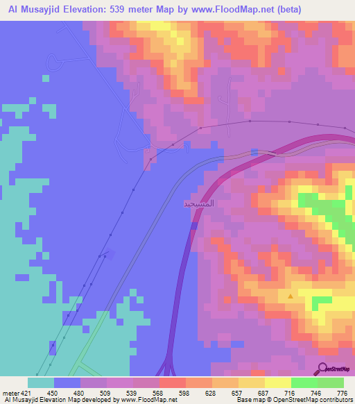 Al Musayjid,Saudi Arabia Elevation Map