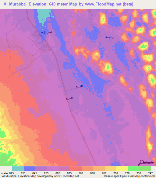 Al Murabba`,Saudi Arabia Elevation Map