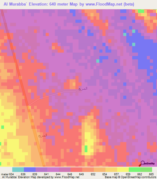 Al Murabba`,Saudi Arabia Elevation Map