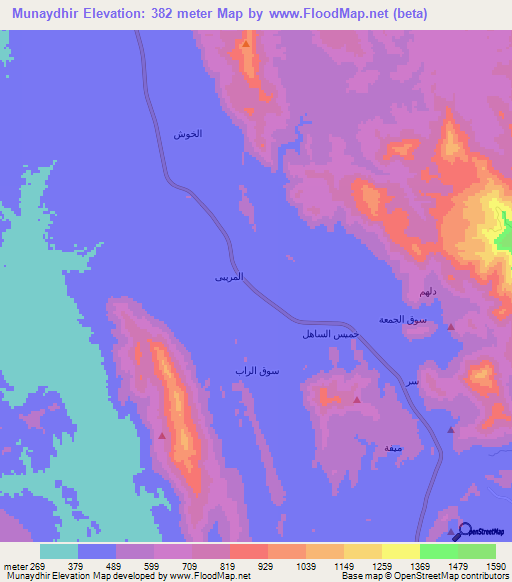 Munaydhir,Saudi Arabia Elevation Map