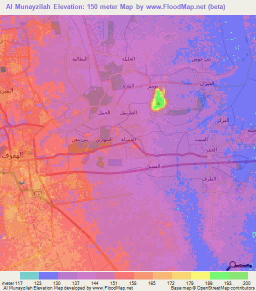 Al Munayzilah,Saudi Arabia Elevation Map