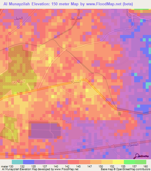 Al Munayzilah,Saudi Arabia Elevation Map