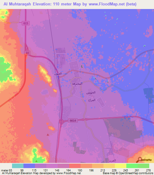 Al Muhtaraqah,Saudi Arabia Elevation Map