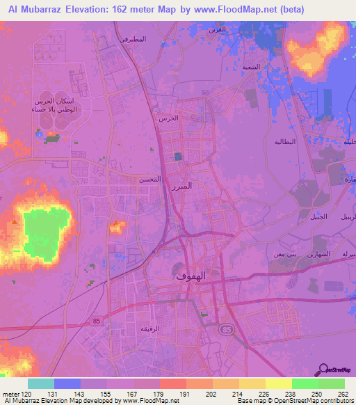 Al Mubarraz,Saudi Arabia Elevation Map