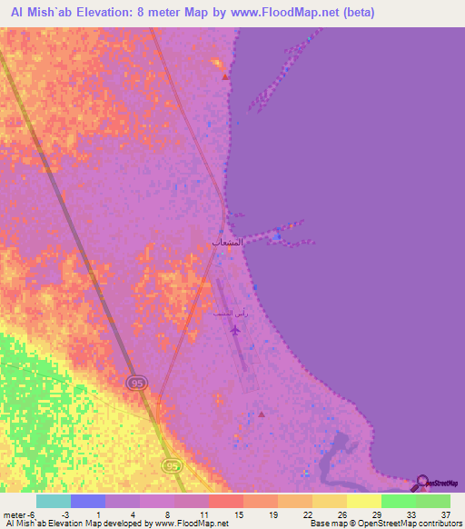 Al Mish`ab,Saudi Arabia Elevation Map