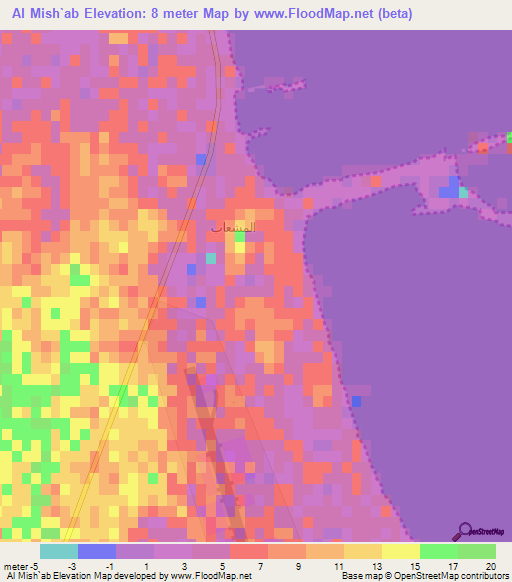 Al Mish`ab,Saudi Arabia Elevation Map