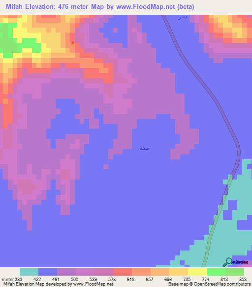 Mifah,Saudi Arabia Elevation Map