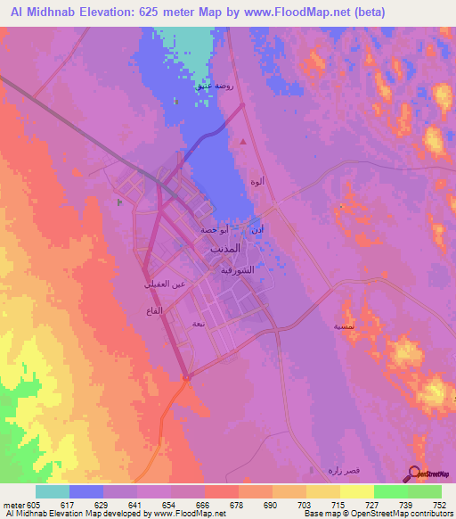 Al Midhnab,Saudi Arabia Elevation Map