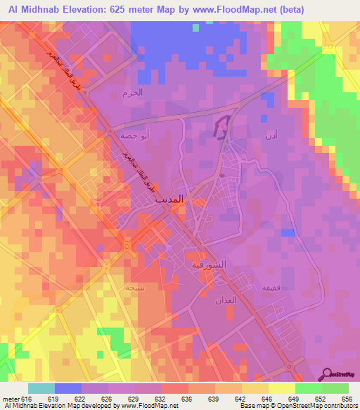 Al Midhnab,Saudi Arabia Elevation Map