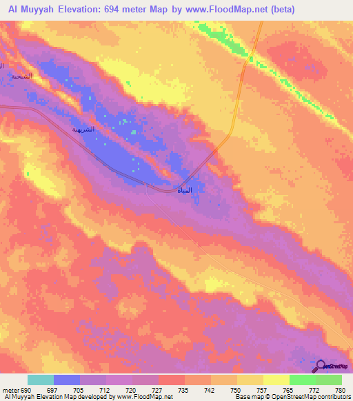 Al Muyyah,Saudi Arabia Elevation Map