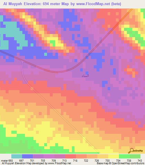 Al Muyyah,Saudi Arabia Elevation Map