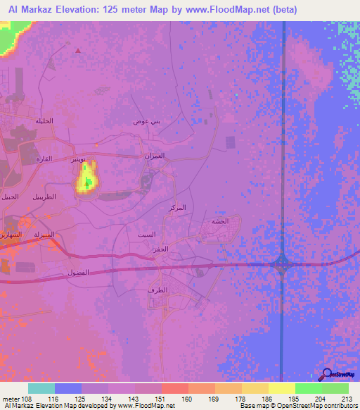 Al Markaz,Saudi Arabia Elevation Map