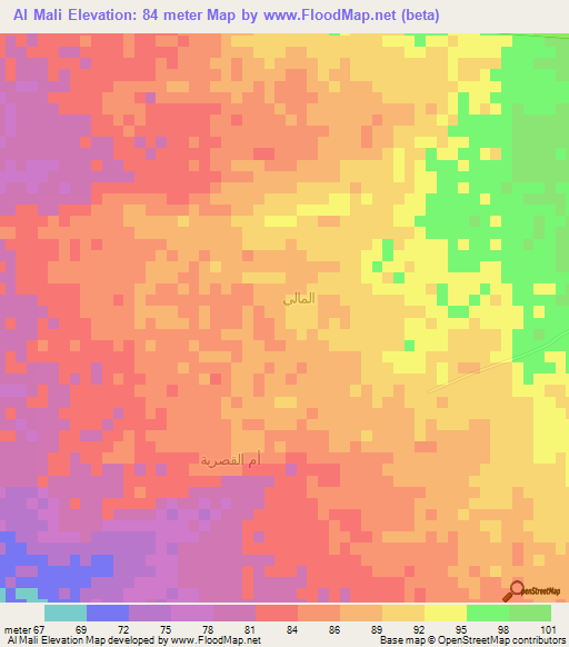 Al Mali,Saudi Arabia Elevation Map