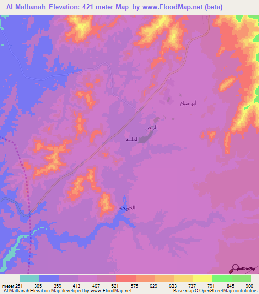 Al Malbanah,Saudi Arabia Elevation Map