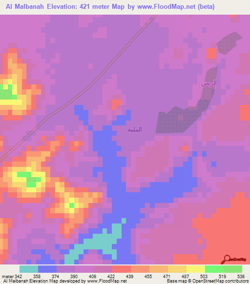 Al Malbanah,Saudi Arabia Elevation Map