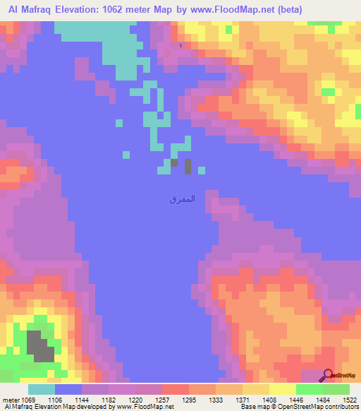 Al Mafraq,Saudi Arabia Elevation Map