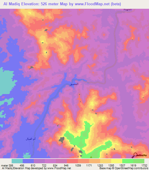 Al Madiq,Saudi Arabia Elevation Map