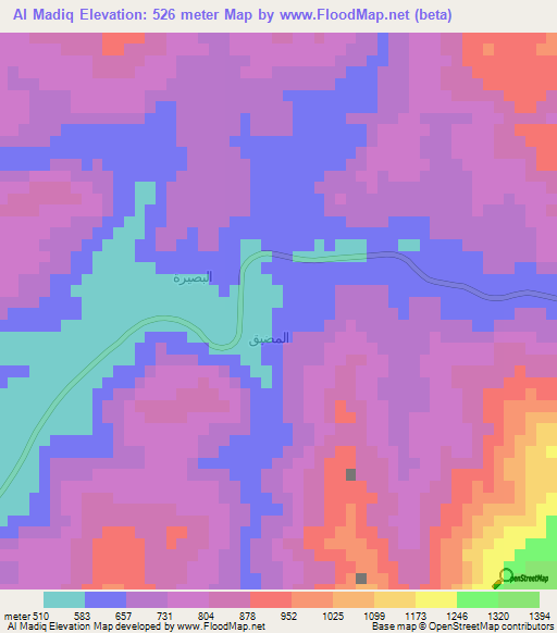 Al Madiq,Saudi Arabia Elevation Map