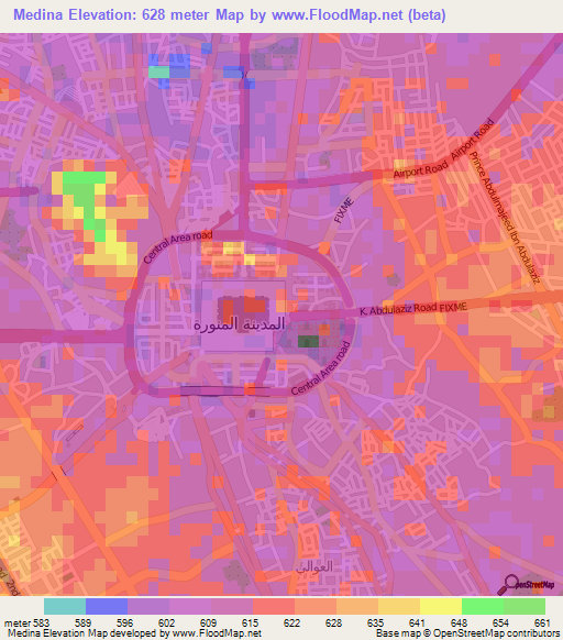 Medina,Saudi Arabia Elevation Map