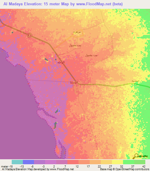 Al Madaya,Saudi Arabia Elevation Map