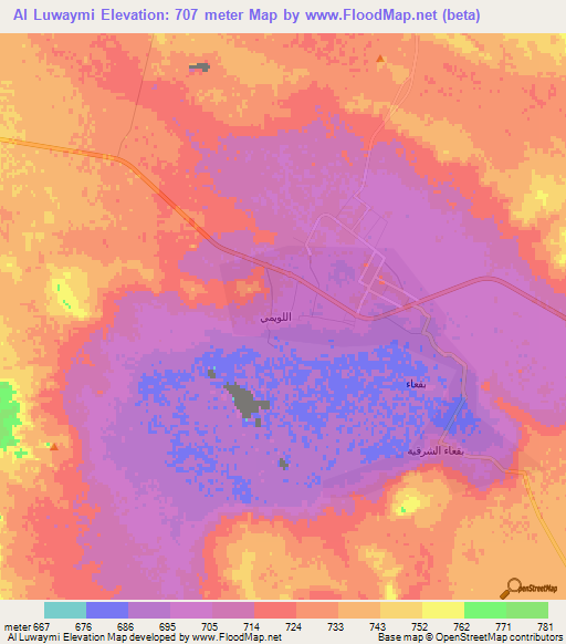 Al Luwaymi,Saudi Arabia Elevation Map