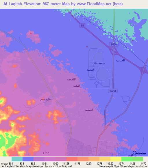 Al Laqitah,Saudi Arabia Elevation Map