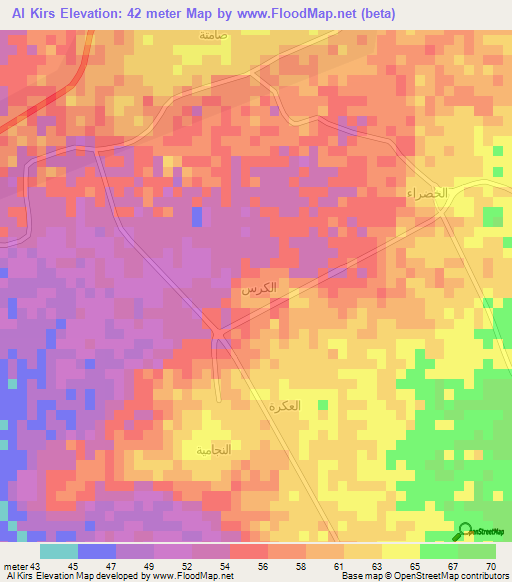 Al Kirs,Saudi Arabia Elevation Map