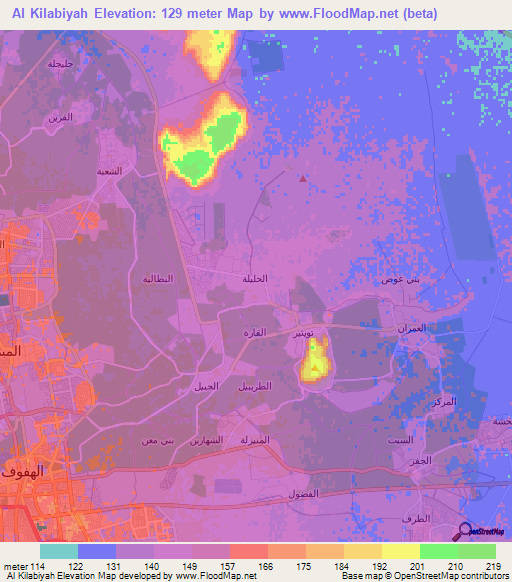 Al Kilabiyah,Saudi Arabia Elevation Map