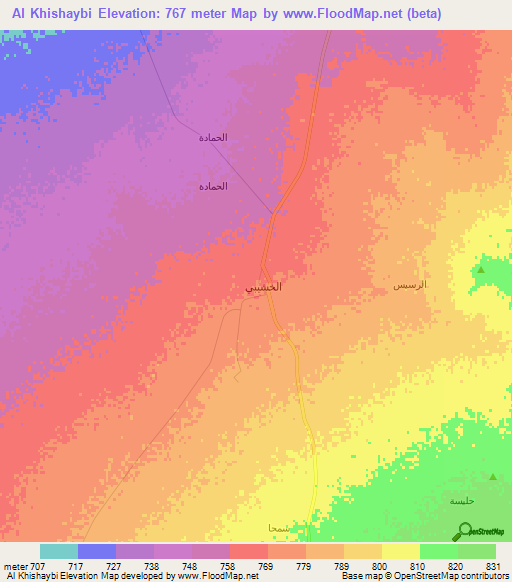 Al Khishaybi,Saudi Arabia Elevation Map