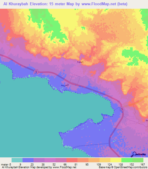 Al Khuraybah,Saudi Arabia Elevation Map