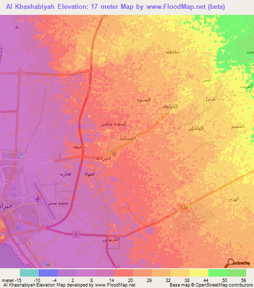 Al Khashabiyah,Saudi Arabia Elevation Map